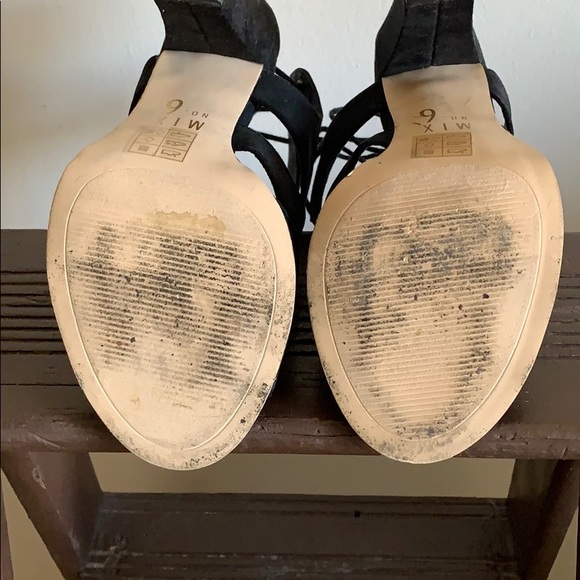 Mix No. 6 Suede Open-toed High Heels Black Size 8 - Picture 4 of 4